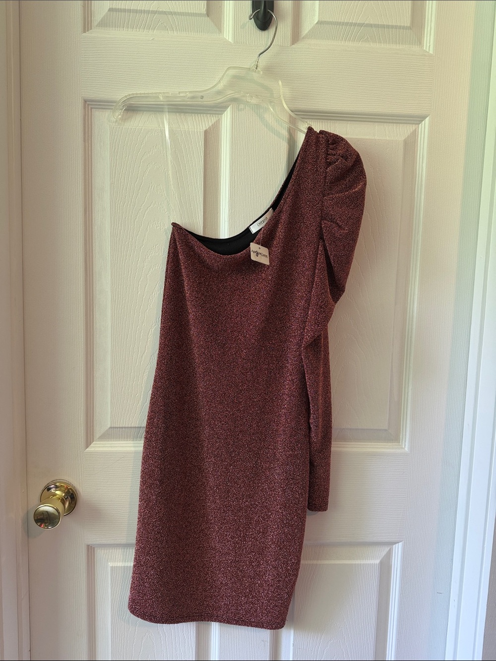 Apricot Lane One-Shoulder Sparkle Dress in Bronze